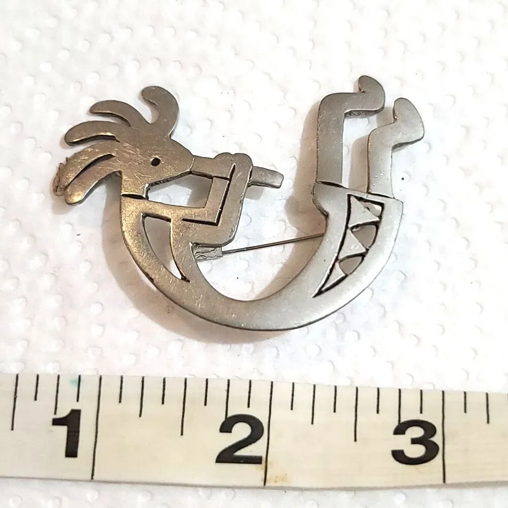 Vintage Metal Aztec Kokopelli Brooch Pin made in Thailand